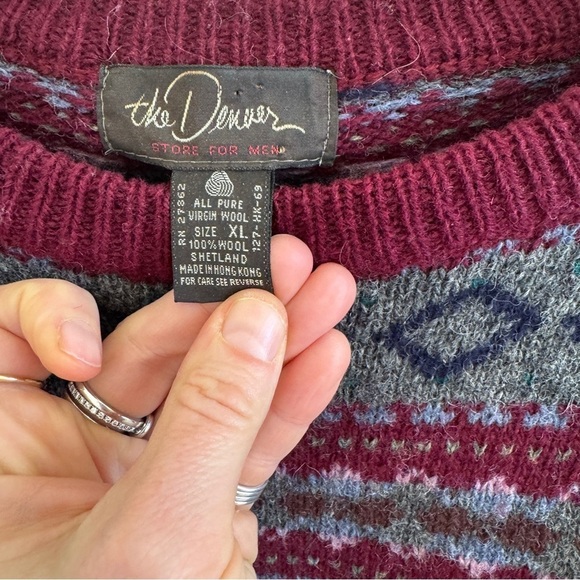 Vintage Virgin Wool Pullover Sweater Made in USA Fair Isle XL - Picture 3 of 9